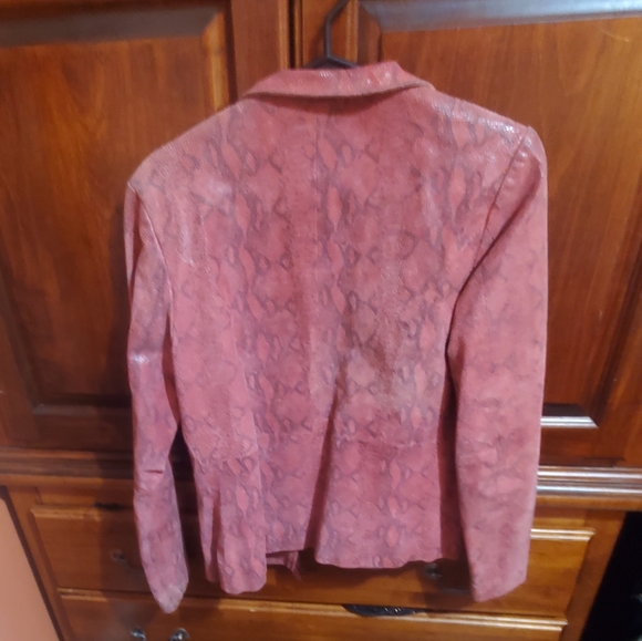 Real red leather snake print jacket - Picture 2 of 3